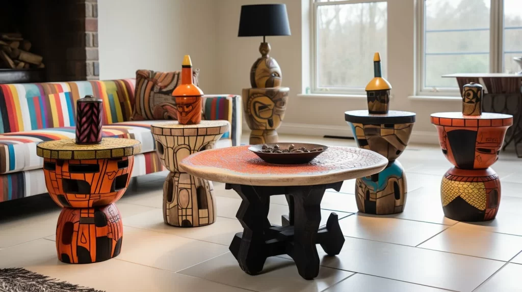 Colorful cultural african coffee table