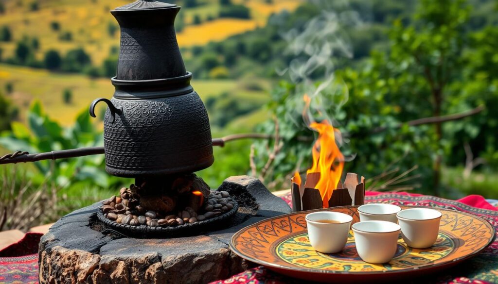 Ethiopian coffee brewing